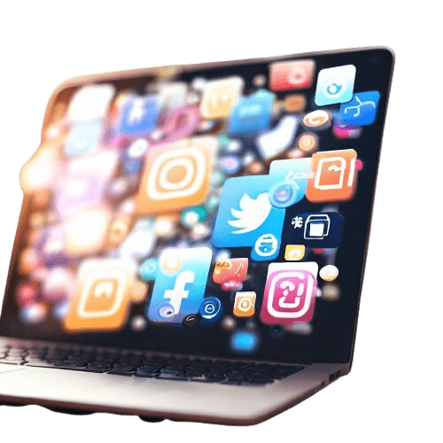 Computer che mostra alcuni social network