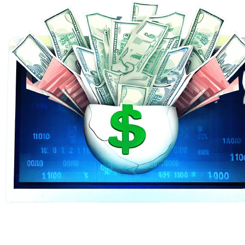 Banconote e un computer che mostra i numeri